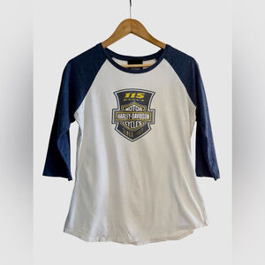 Harley-Davidson Biker Raglan Graphic Tee 3/4 Sleeve Museum